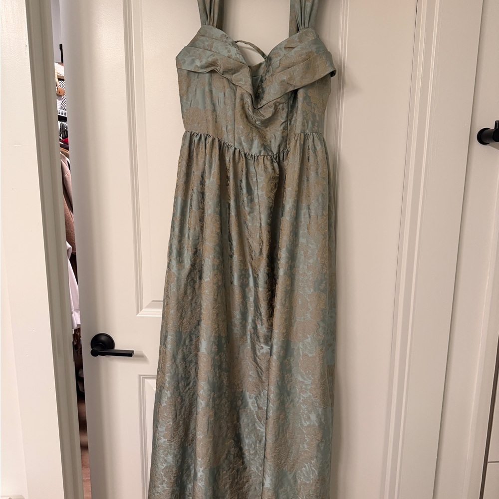 Azazie Atelier Runa Vintage Blue Maxi Dress
